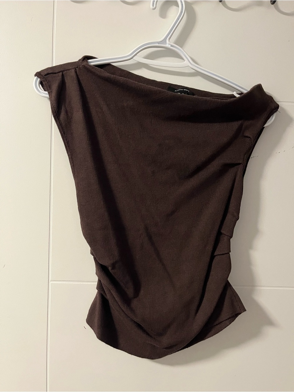 Women's Brown Asymmetrical Knit top